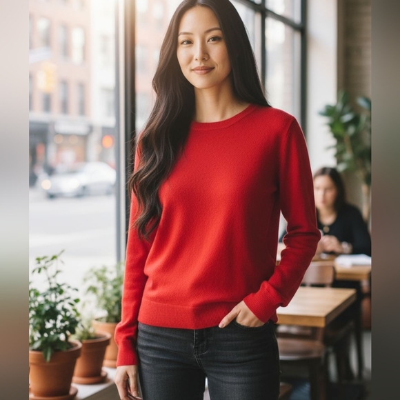 Cashmere Charter Club Luxury red sweater.  Size Medium - Picture 1 of 6